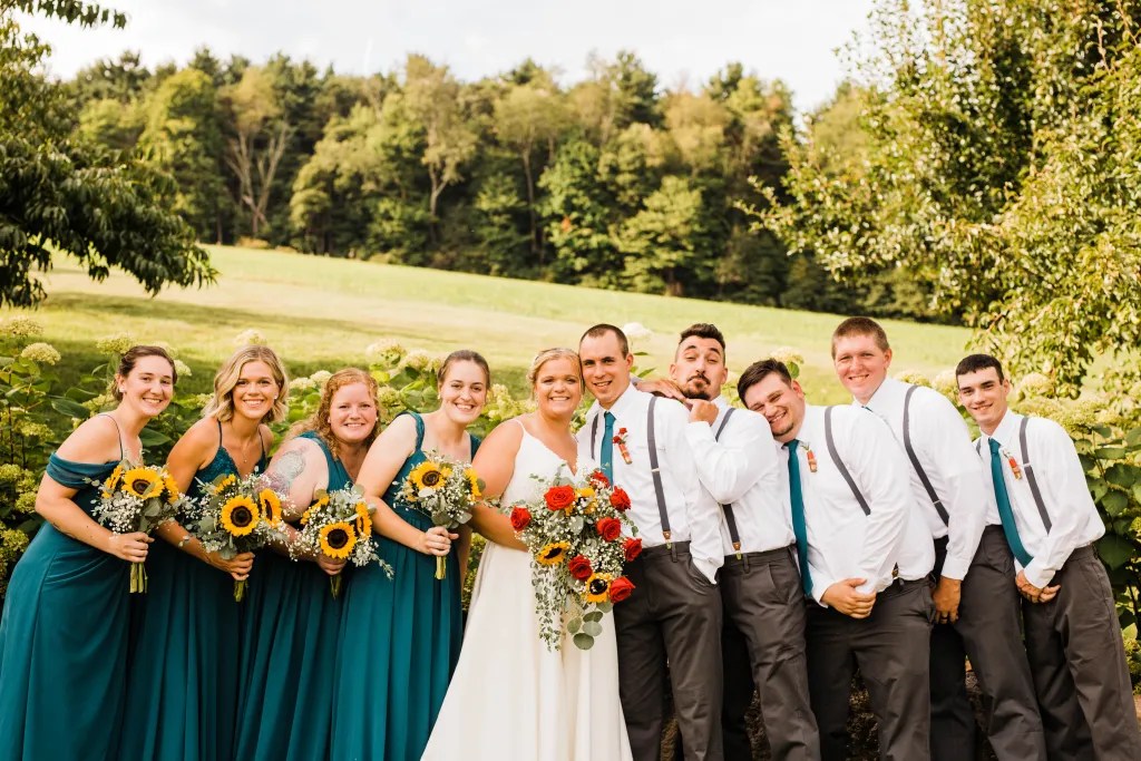 By Faith Photography Wedding party in Orchard White Pine Grove