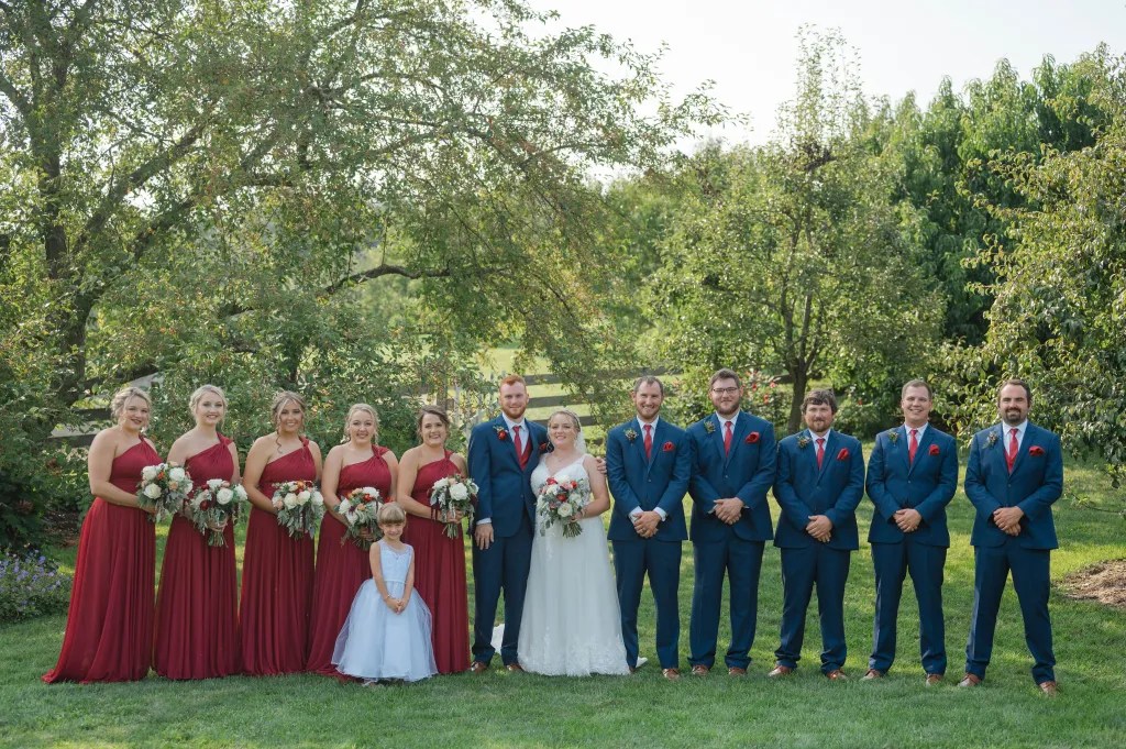 Samantha Walker Photography - Wedding Party in Orchard at White Pine Grove