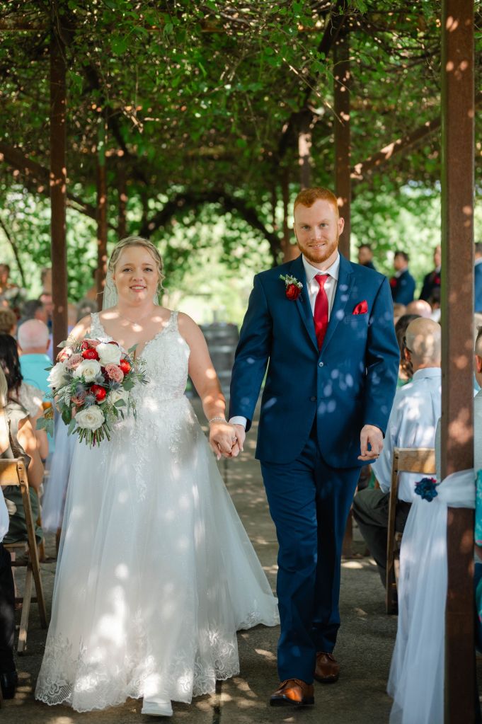 Samantha Walker Photography - Bride and Groom walking down the aisle at White Pine Grove