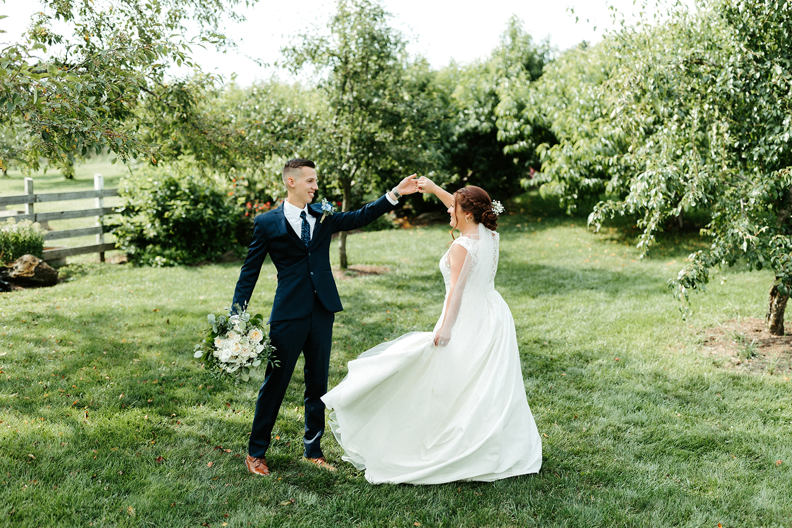 Jono Spear Photography - Bride and Groom in Orchard at White Pine Grove