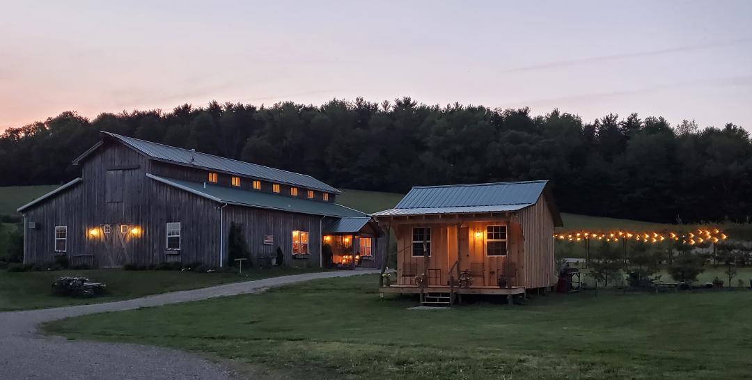 Groom's Cabin and Barn at Night White Pine Grove Photo