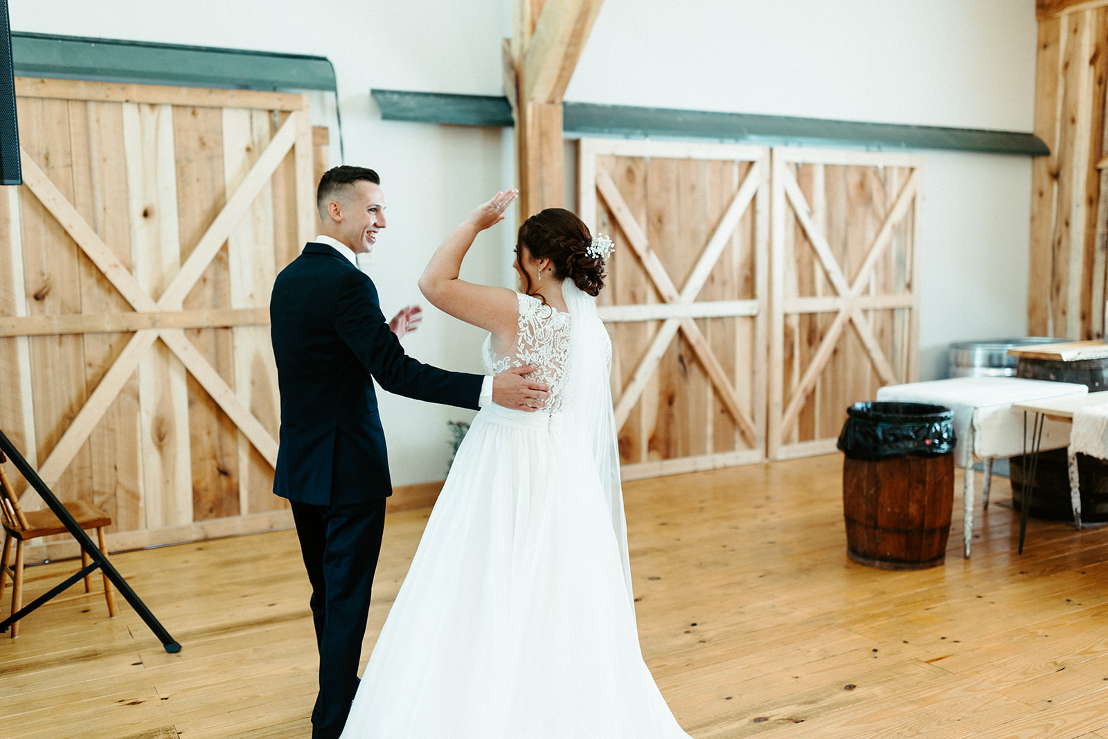 Jono Spear Photography - Bride and Groom high five after ceremony at White Pine Grove