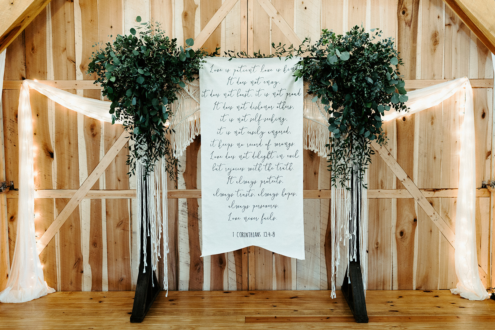 Jono Spear Photography - Indoor ceremony wedding arch White Pine Grove