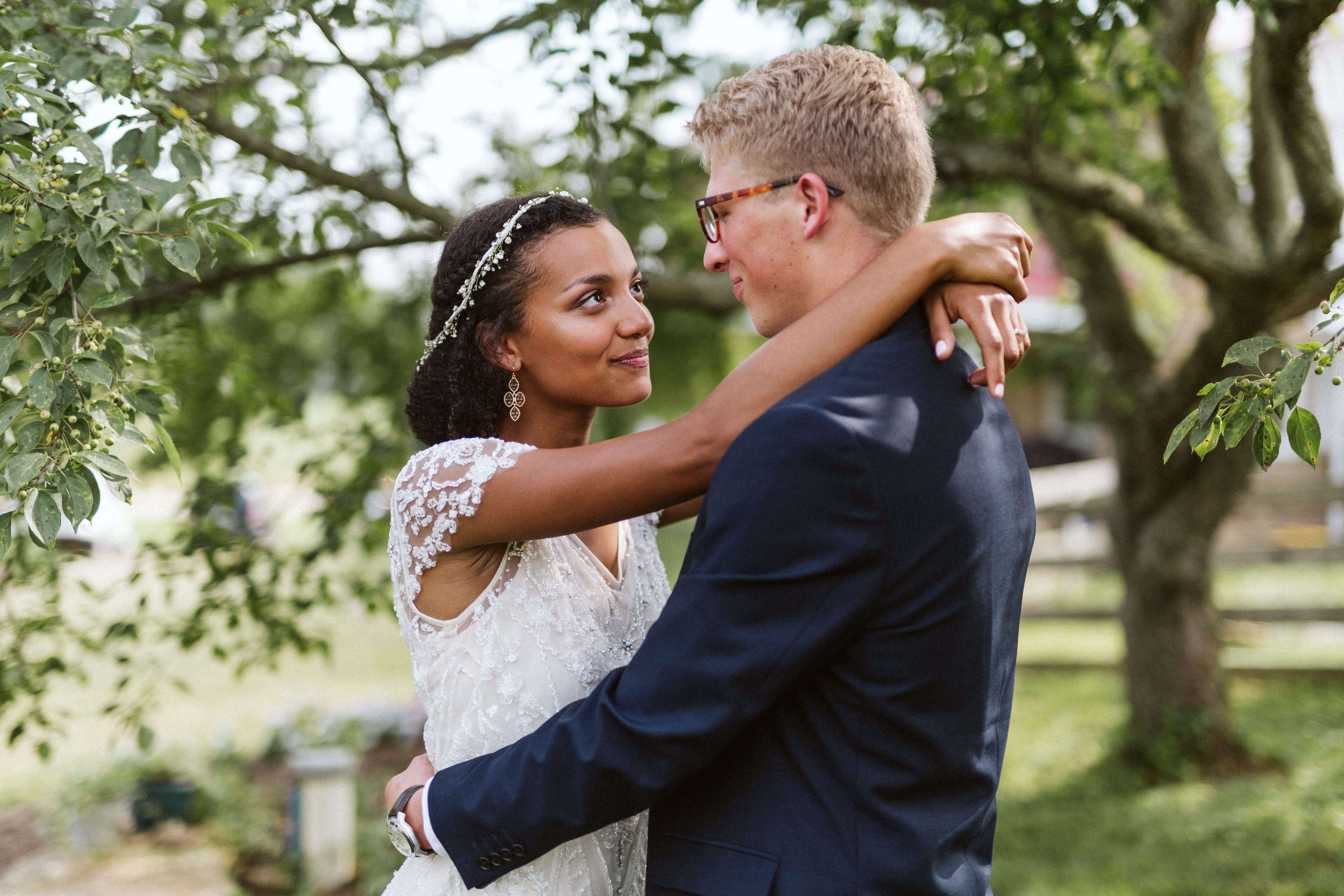 Stephen Schultz Photography - Bride and Groom in Orchard at White Pine Grove