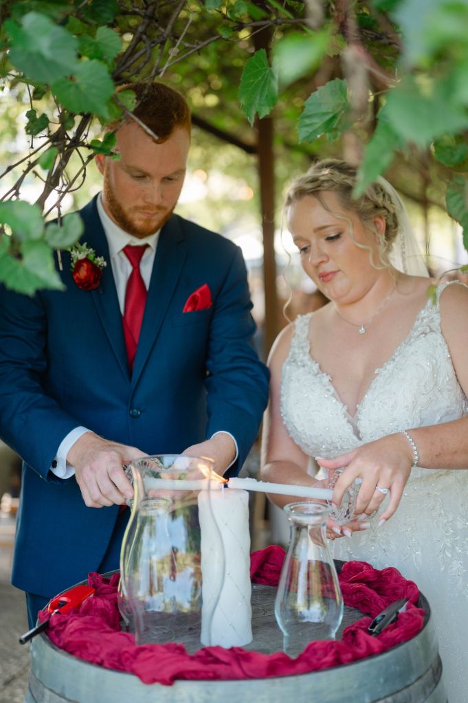 Samantha Walker Photography - Unity candle under arbor at White Pine Grove
