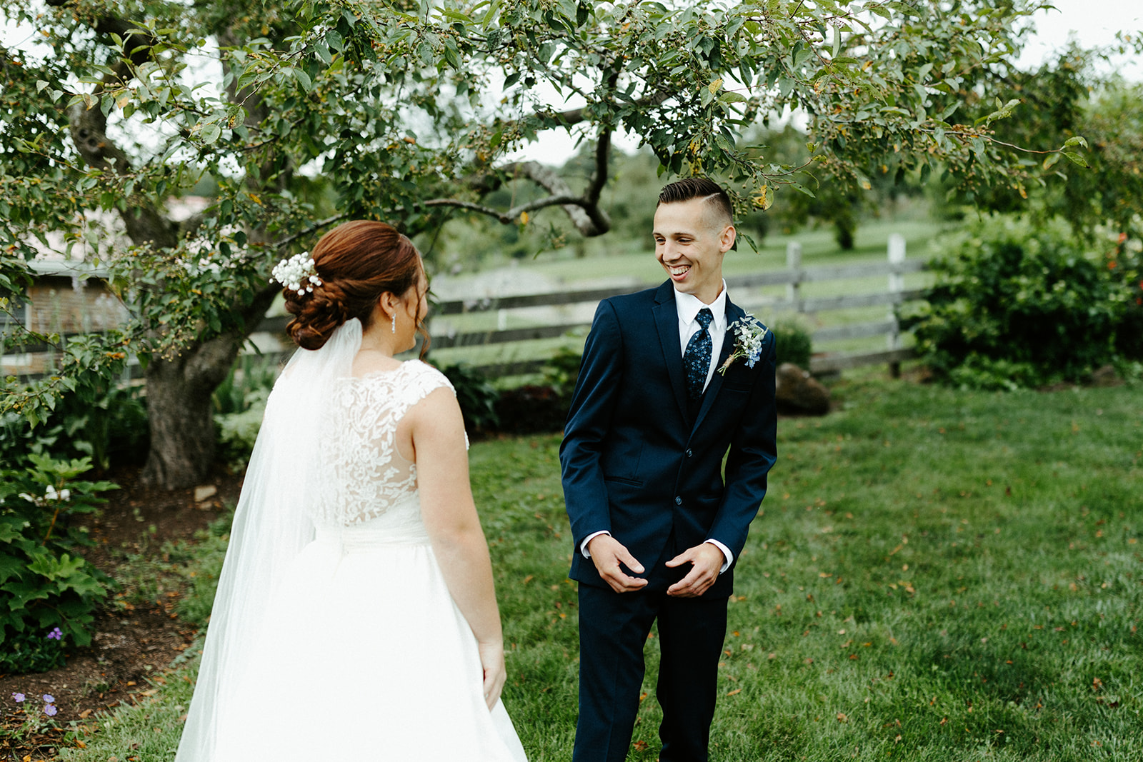 Jono Spear Photography - First Look in Orchard at White Pine Grove